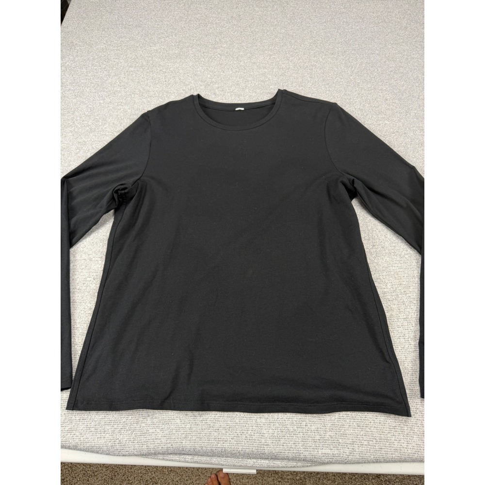 Lululemon Womens Black Long Sleeve Crew Neck Activewear Top Logo Relaxed Fit - Picture 7 of 8